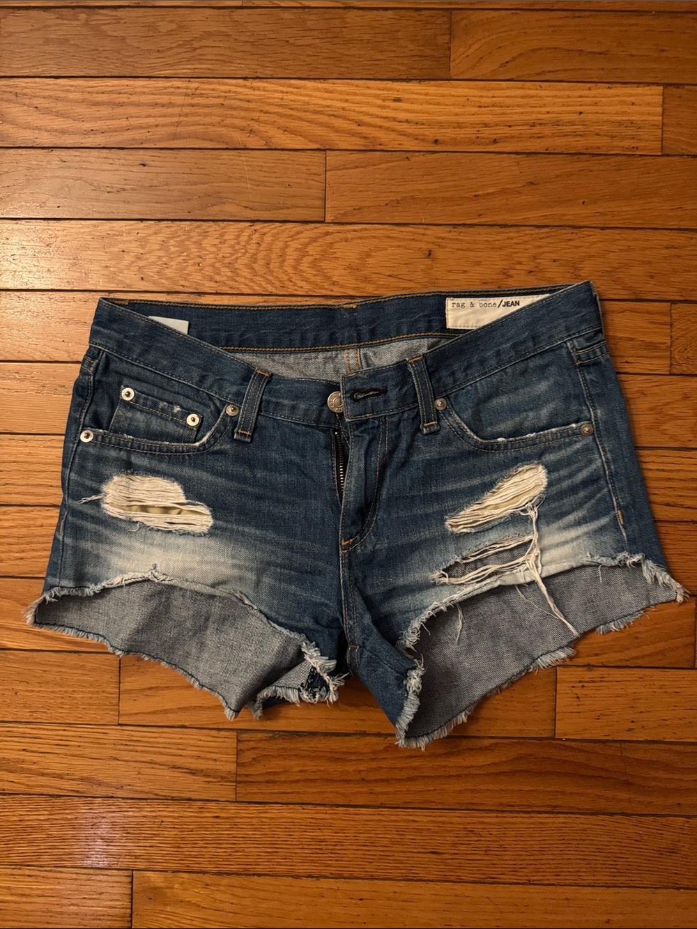 rag & bone Distressed Denim Cutoff Shorts - Blue